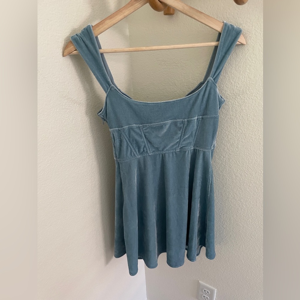 Urban Outfitters Light Blue Velvet Mini Dress - Picture 8 of 9